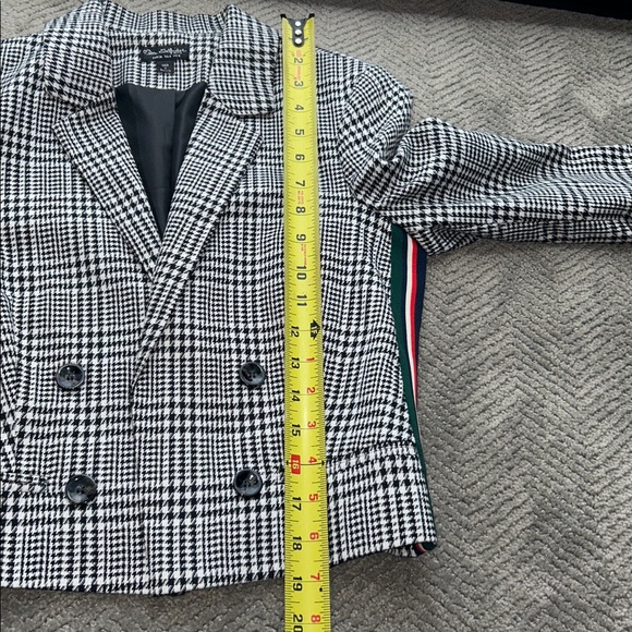 Miss Selfridge Women's Cropped Houndstooth Blazer BlackWhite Double Breasted Sz4 - Picture 10 of 12